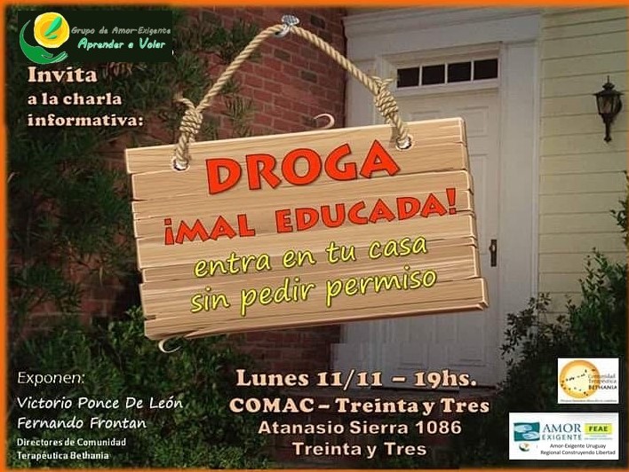 Grupo de Amor-Exigente Aprender a Volar-“Droga ¡Mal Educada! entra a tu casa sin pedir permiso”
